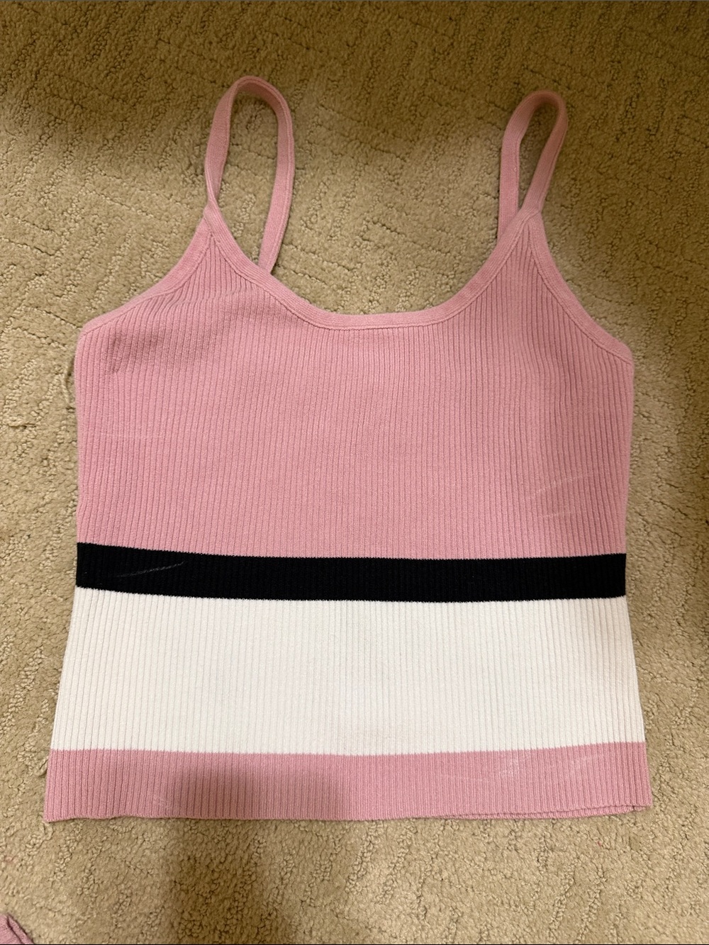 Women's Pink Striped Ribbed Tank Top fashion nova